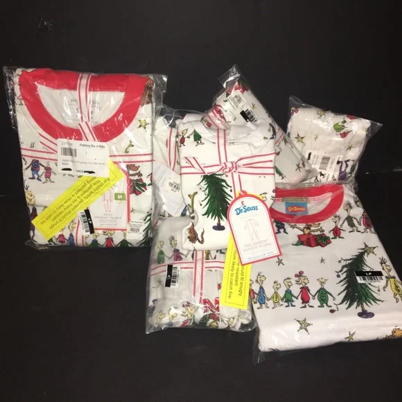 NEW Pottery Barn Holiday The Grinch Organic Cotton Knit Pajamas! FREE Gift wrap - Picture 3 of 10